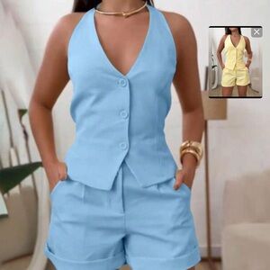 SHEIN Light Blue Women's Shorts Set